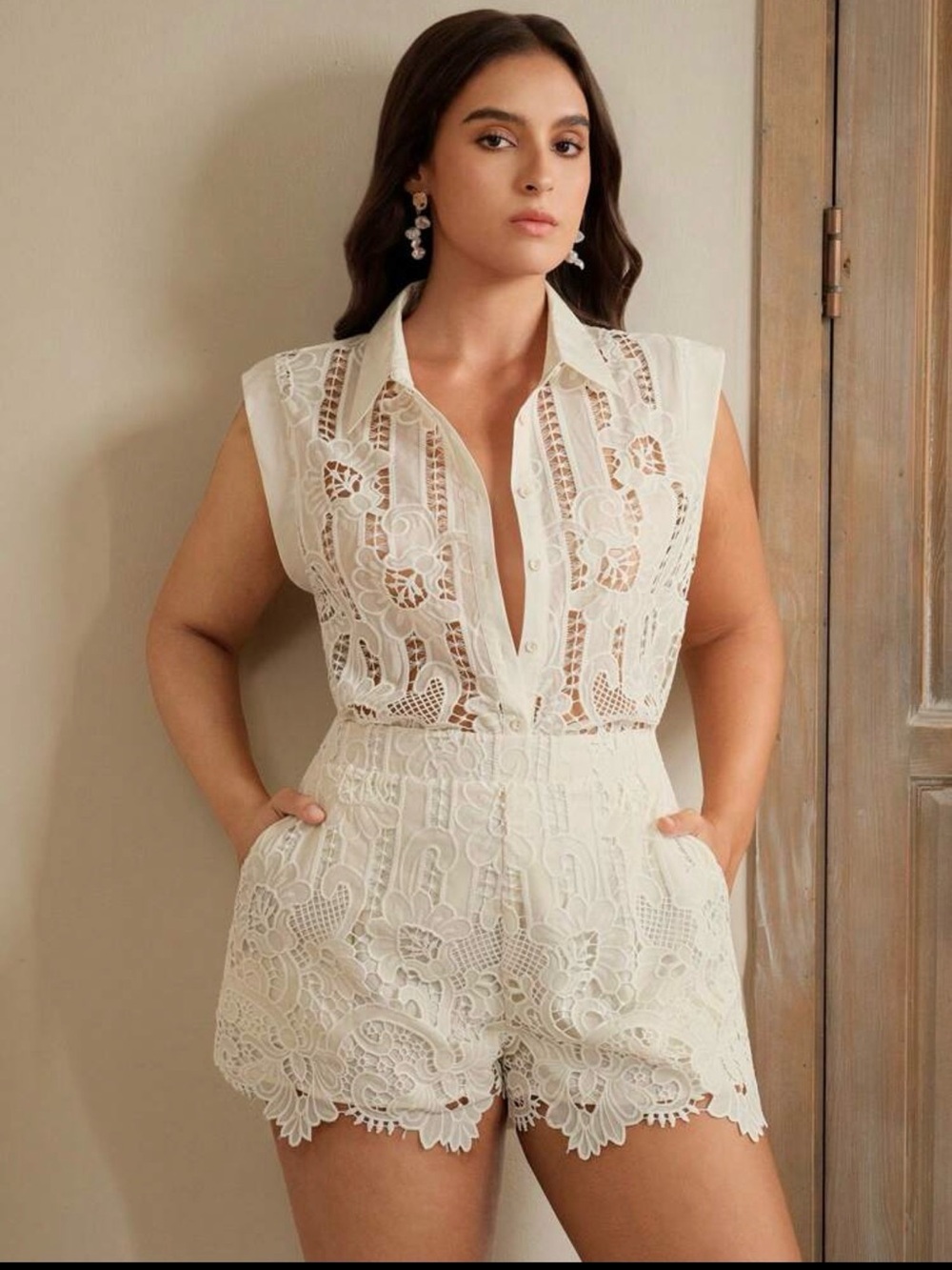 Lace Sleeveless top and shorts NWOT
